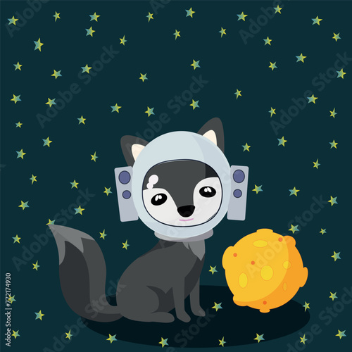 Vector drawing for children. Forest dwellers are space travelers.