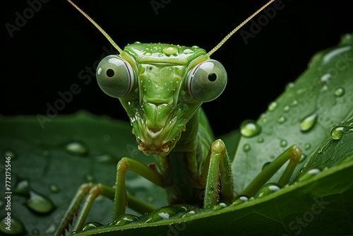 Delicate Praying mantis bug. Nature insect. Generate Ai