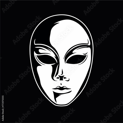 Mask in cartoon, doodle style . Image for t-shirt, web, mobile apps and ui. Isolated 2d vector illustration in logo, icon, sketch style, Eps 10, black and white. AI Generative