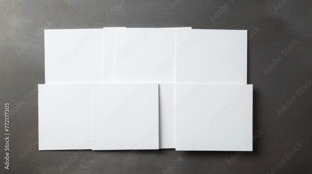 Fototapeta premium A stack of white cards with a black background