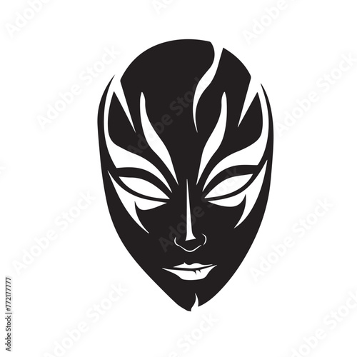 Mask in cartoon, doodle style . Image for t-shirt, web, mobile apps and ui. Isolated 2d vector illustration in logo, icon, sketch style, Eps 10, black and white. AI Generative