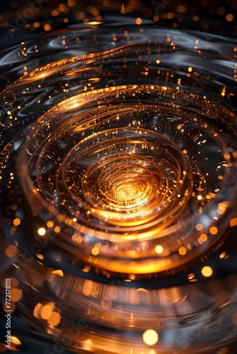 Kinetic Art of Spinning Fabric in Cosmic Black Hole with Rustic Charm Color Palette and Photographic Realism
