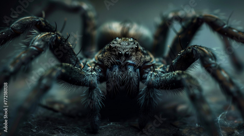 creepy giant monster spider in forest © AiDesign