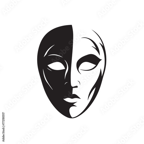 Mask in cartoon, doodle style . Image for t-shirt, web, mobile apps and ui. Isolated 2d vector illustration in logo, icon, sketch style, Eps 10, black and white. AI Generative