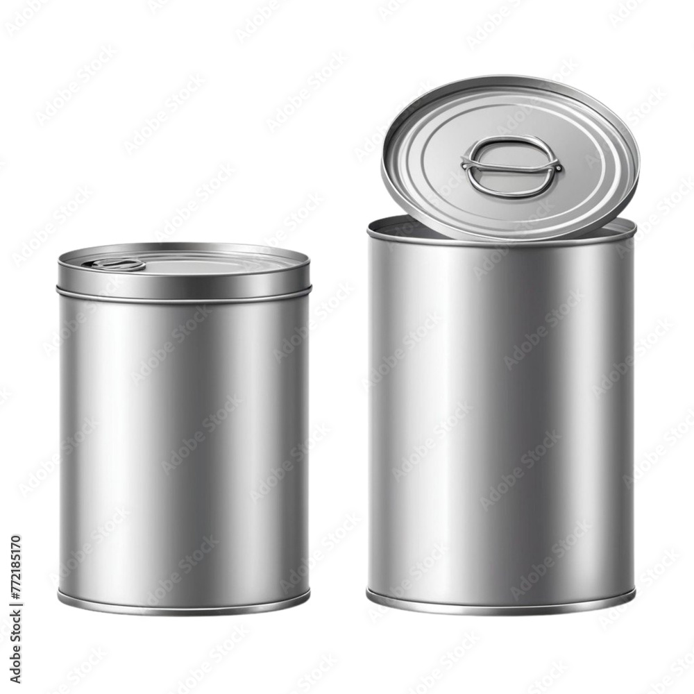 realistic empty tin can and without sardine tin font view on Isolated transparent background png. generated with AI realistic empty tin can and without sardine tin font view on Isolated transparent background png. generated with AI
