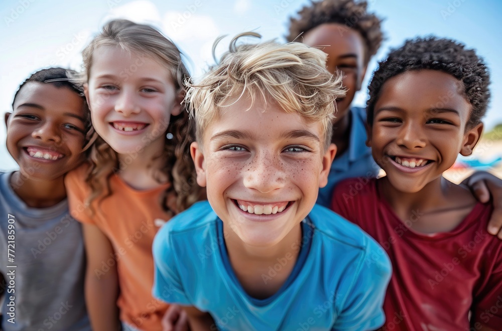 Joyful Diversity: Smiling Multiethnic Children Outdoors Joyful Diversity: Smiling Multiethnic Children Outdoors
