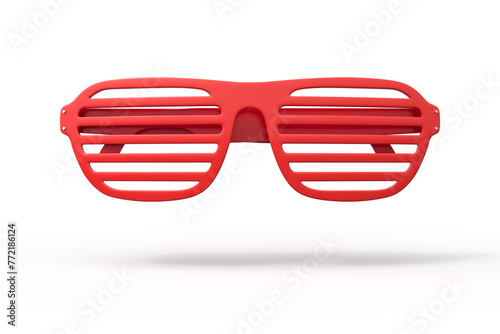 Frontal view of red slatted sunglasses