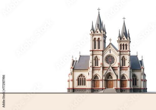 Classic Catholic Church: 3D Wide Format Illustration, Old Church 3D Illustration: Wide Format Architecture, Catholic Church Architecture