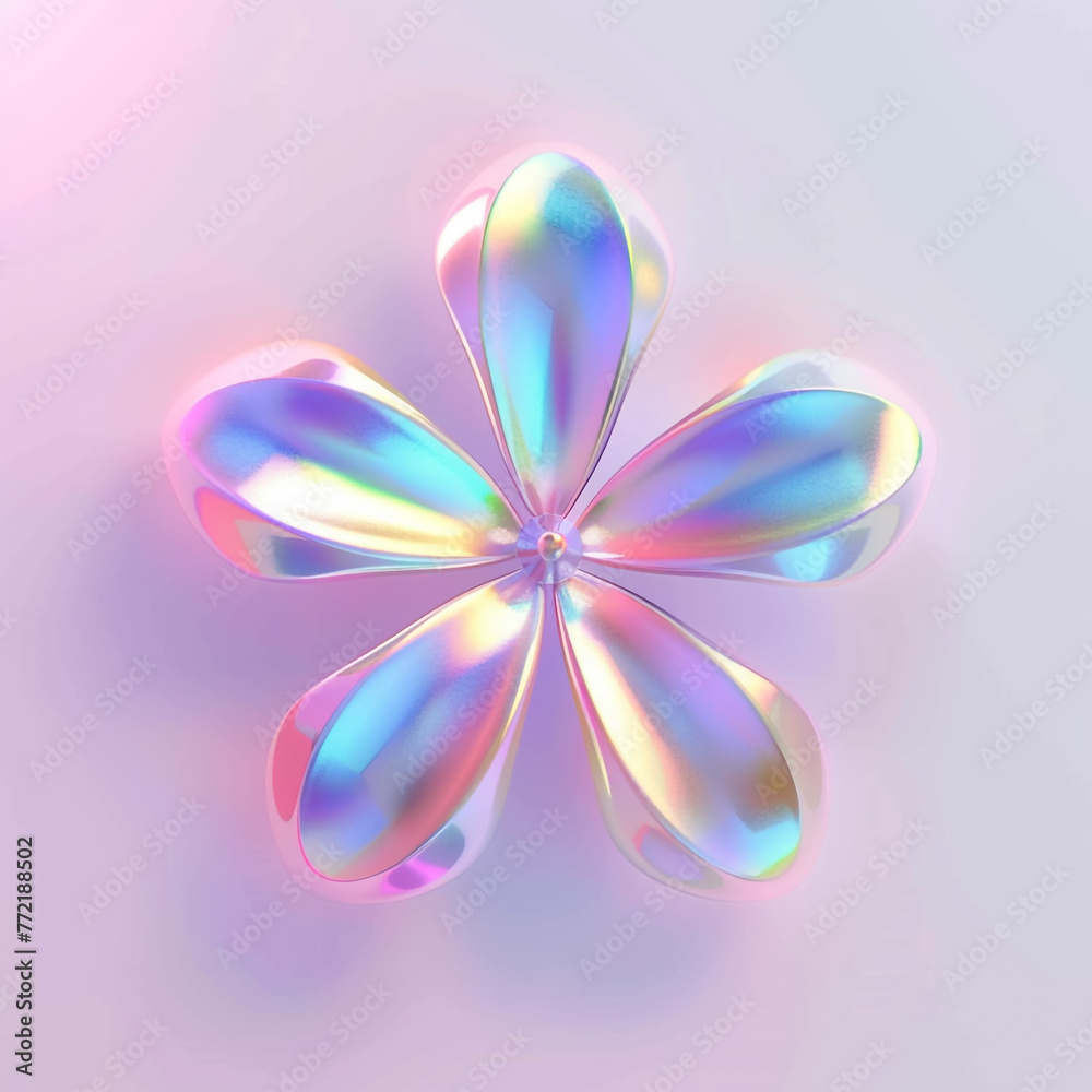 3d rendering Gradient color laser style flower isolated on background. paper cut flowers. decoration of Christmas and cards