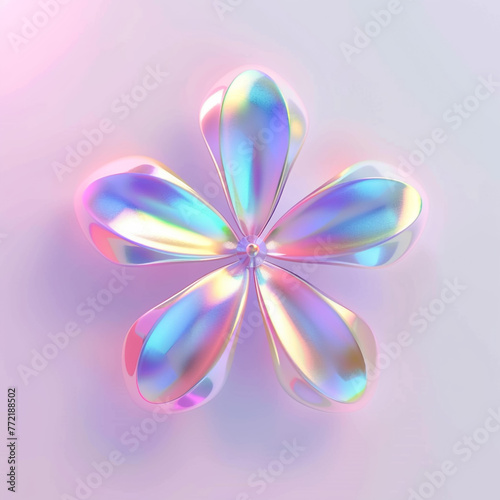 3d rendering Gradient color laser style flower isolated on background. paper cut flowers. decoration of Christmas and cards