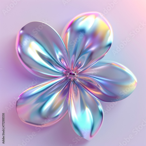 3d rendering Gradient color laser style flower isolated on background. paper cut flowers. decoration of Christmas and cards © Muhammad