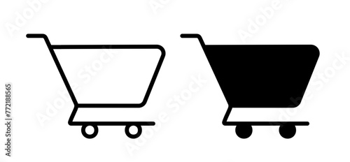 Shopping Experience and Cart Icon Set. Retail Browsing and Consumer Activity Symbols. photo