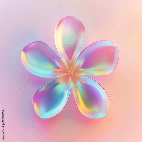3d rendering Gradient color laser style flower isolated on background. paper cut flowers. decoration of Christmas and cards