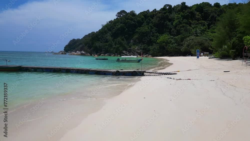 Undiscovered beach boat trees Jetty. Nice aerial top view flight drone Undiscovered beach boat trees Jetty. Nice aerial top view flight drone