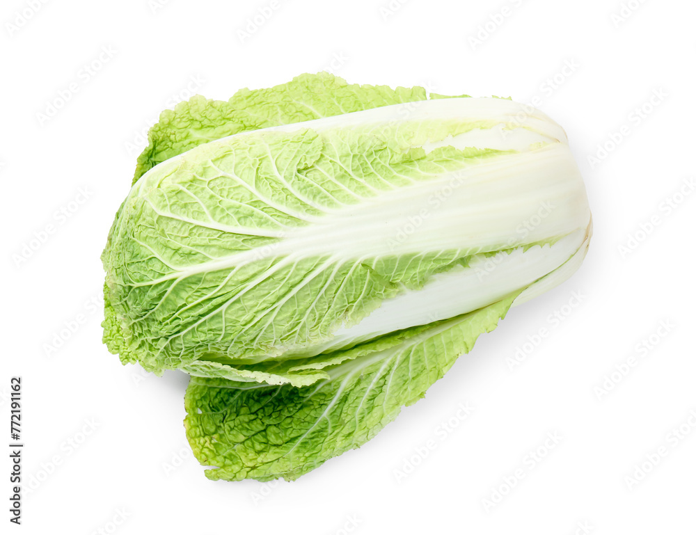 Fresh ripe Chinese cabbage isolated on white, top view Fresh ripe Chinese cabbage isolated on white, top view