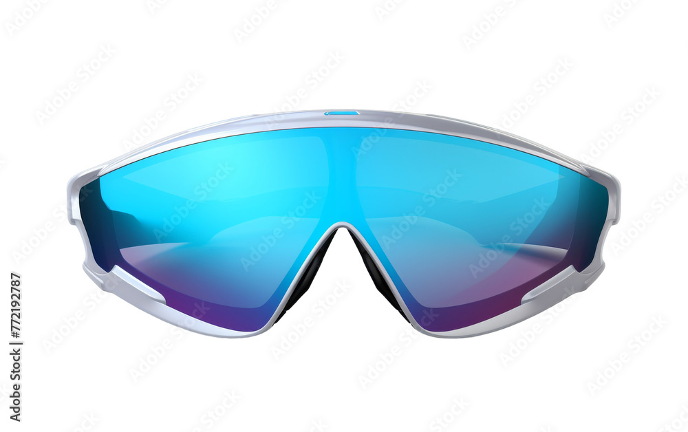 A pair of goggles featuring dazzling blue mirrored lenses A pair of goggles featuring dazzling blue mirrored lenses