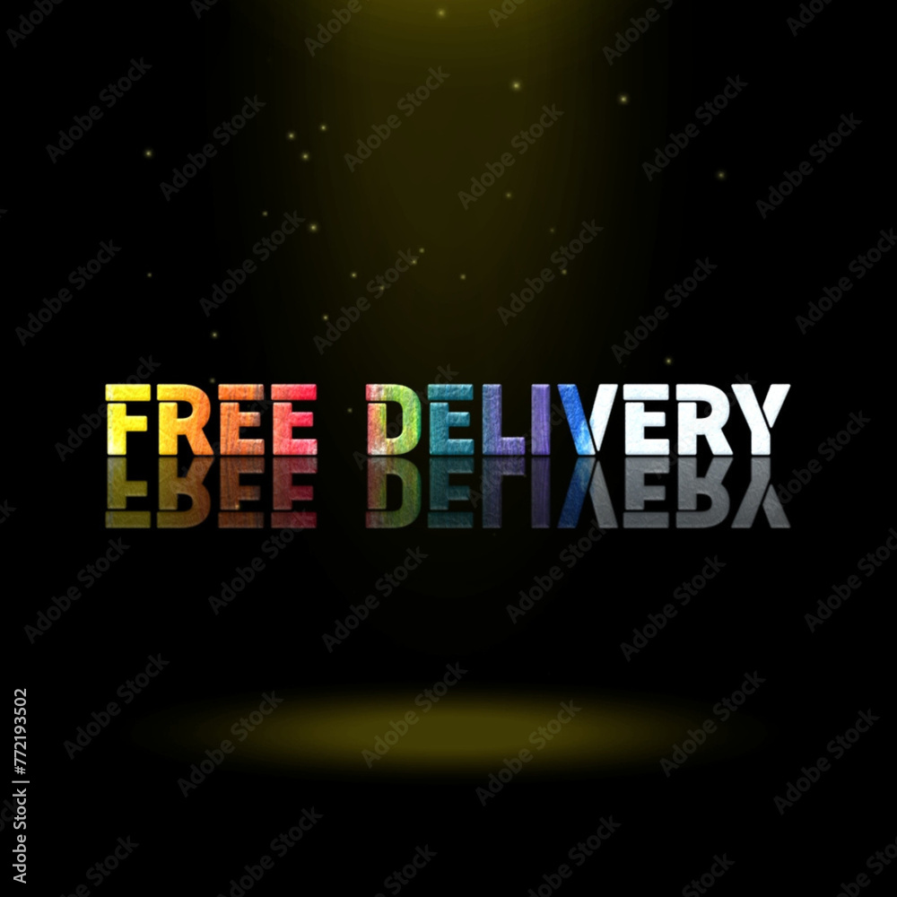 3d graphics design, Free Delivery text effects