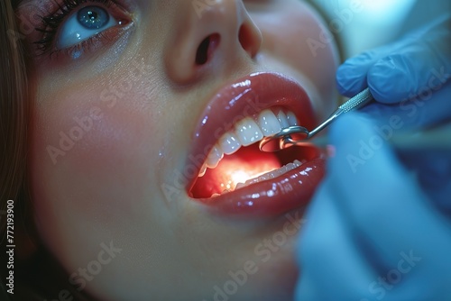 A dentist examining a patient s teeth for signs of gum disease