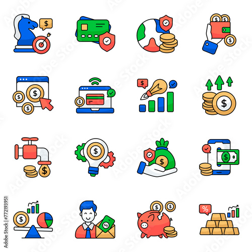 Set of Finance and Economy Flat Icons 

