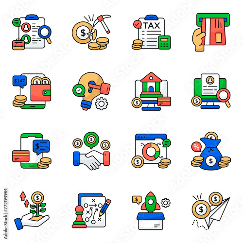 Set of Business and Finance Flat Icons 

