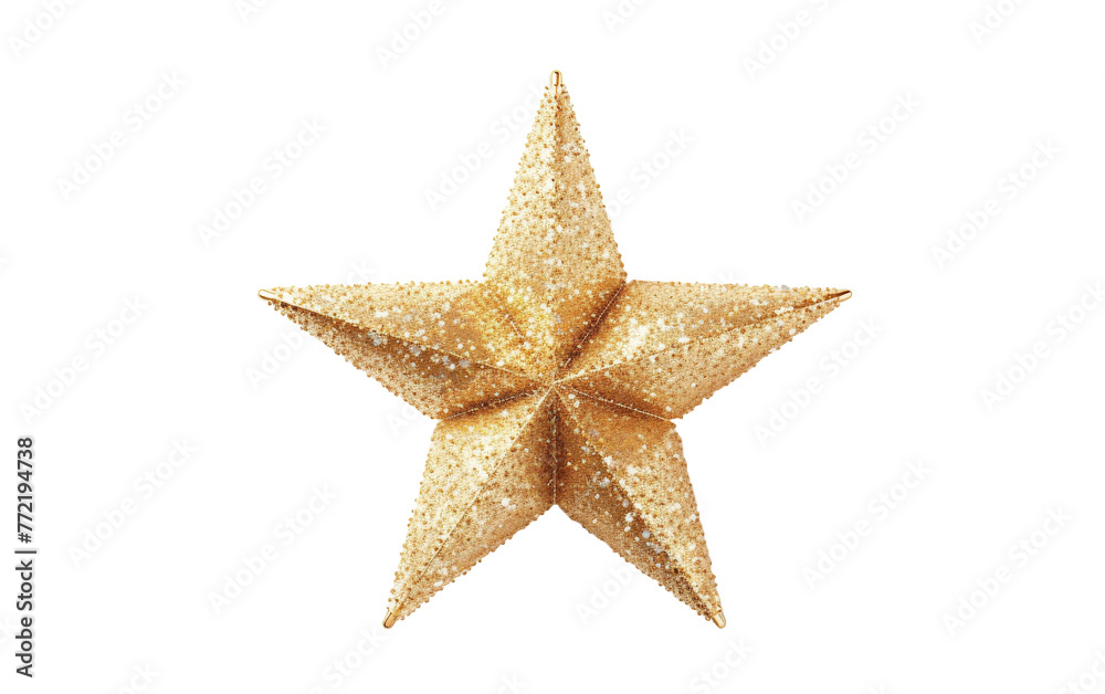 A stunning gold glitter star shines brightly on a clean white background A stunning gold glitter star shines brightly on a clean white background