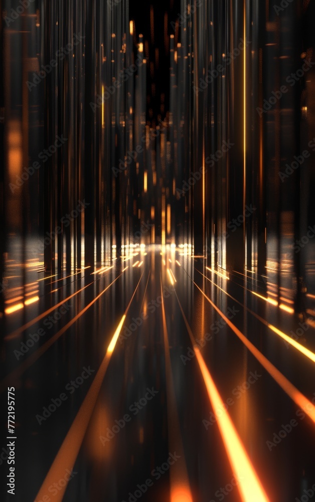 abstract perspective background, dark light, 3d render