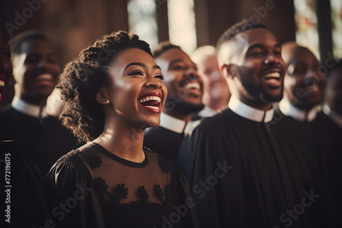 African American people singing in a gospel choir