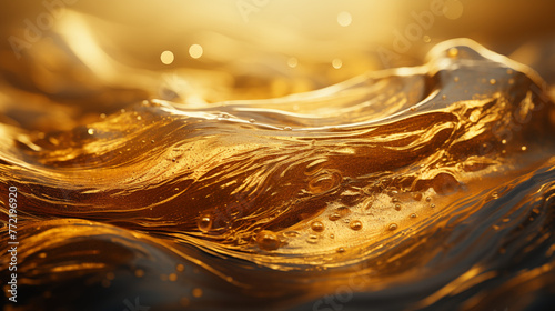 Glistening Gold Liquid Waves Close-Up Background