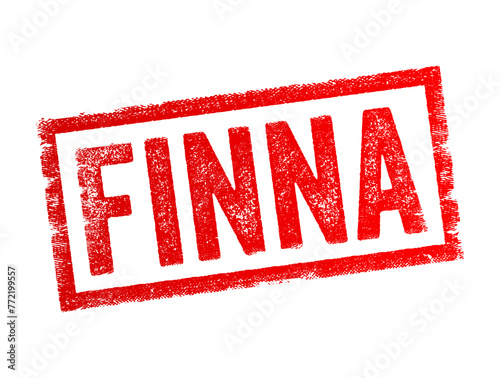 Finna - slang term, contraction of the phrase "fixing to," which means "planning to" or "intending to", text concept stamp