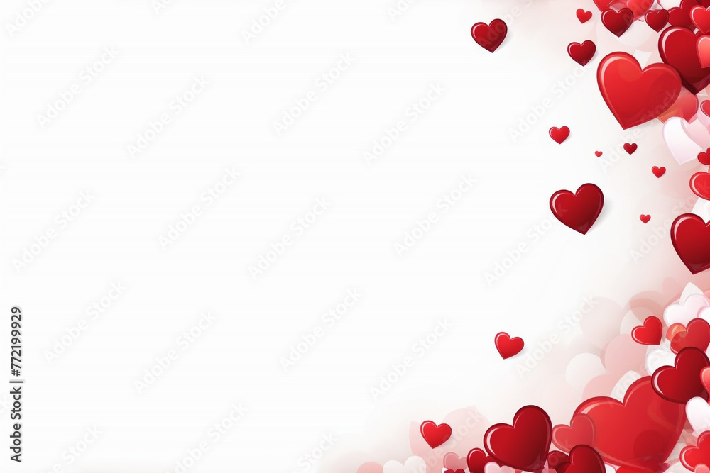 White background with hearts and copy space