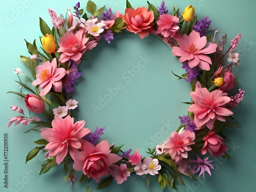 Spring floral frame with copy space in the middle