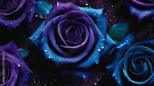 deep purplish and bluish single frame rose with water  drops lying on  the sepals 
pink rose flower background with due drops and  romantic background in full frame abstract view  photo