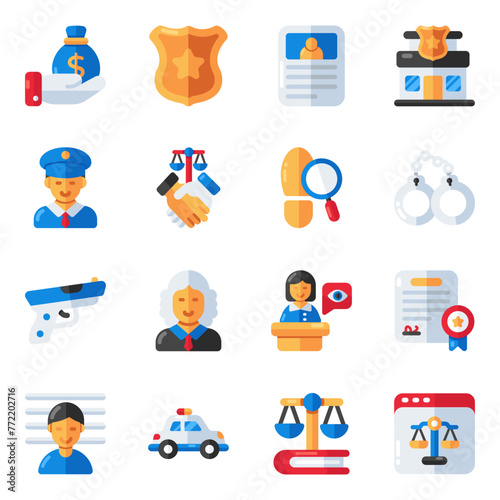 Set of Justice Flat Icons 


