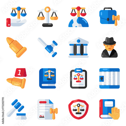 Set of Law Flat Icons 


