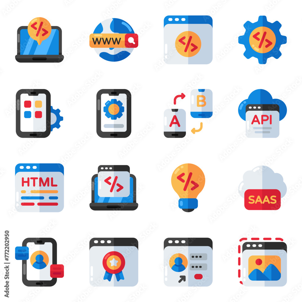Set of Programming Flat Icons

