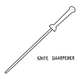 Black and White Line Drawing of a Knife Sharpener