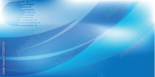 abstract business banner background with dynamic blue curves and modern dots.