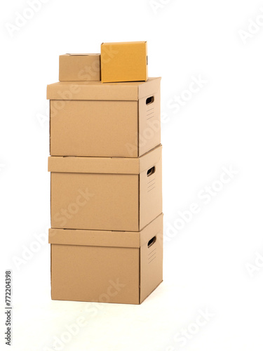 Stack of cardboard boxes. S...