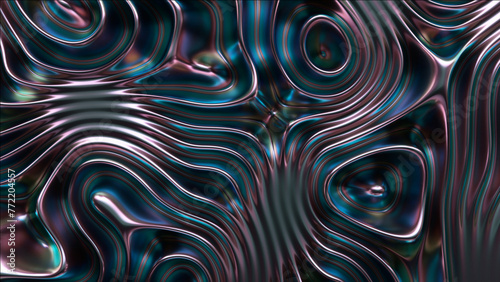 Silky metallic ripples undulate in a seamless, hypnotic dance of color and light.