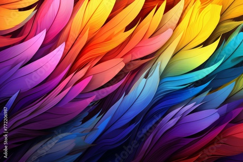 Striking Rainbow feathers. Pattern abstract texture. Generate Ai
