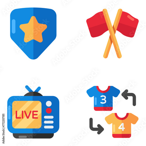 Set of Sports and Healthy Diet Flat Icons 

