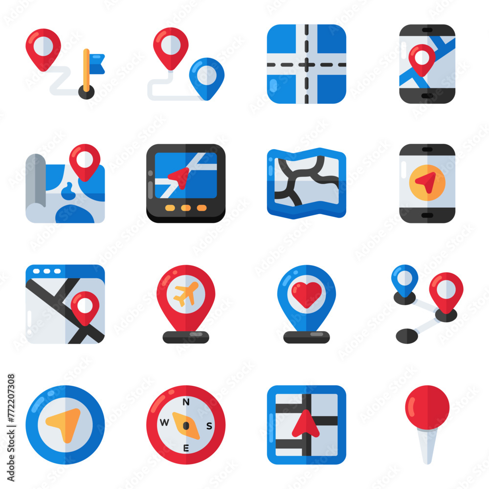 Fototapeta premium Set of Location Flat Icons