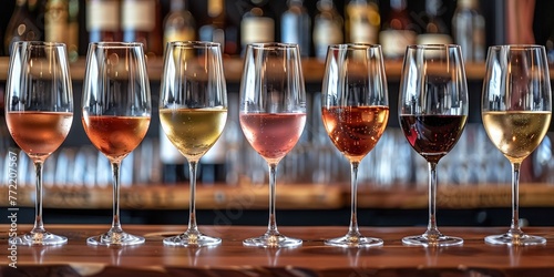 In a festive setting, a group celebrates with wine glasses on a wooden counter.