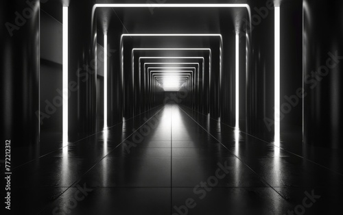abstract perspective background, dark light, 3d render