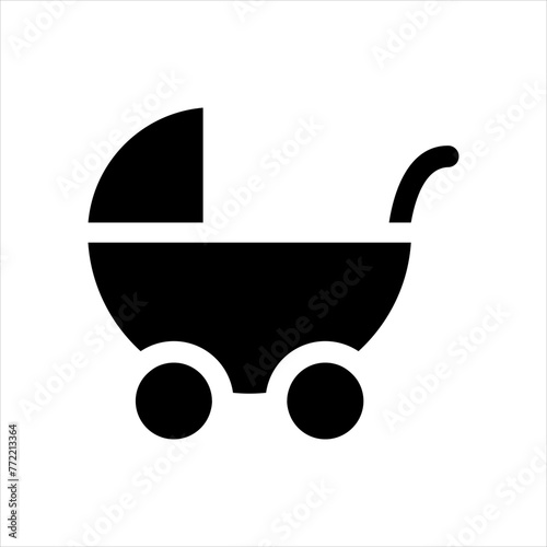 Baby carriage icon vector. Stroller illustration sign. Baby symbol or logo.