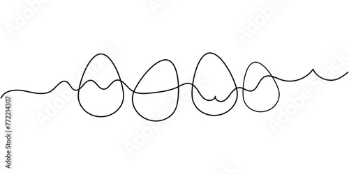 Easter Eggs outline, line art. Vector isolated hand drawn illustration. An element drawn with one black line on a white background. Vector illustration. Eps file 3.