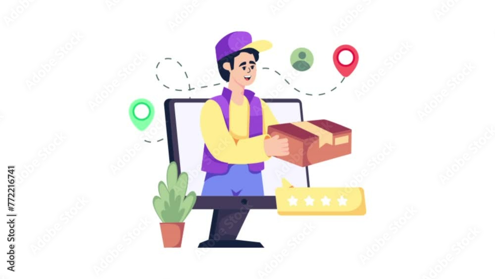 Delevery flat style design animation on white background. Delevery flat style design animation on white background.