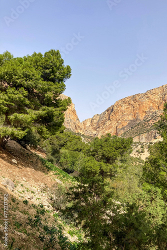 Caminito del Ray, The King's Path. Walkway pinned along the steep walls of a narrow gorge in El Chorro, Malaga, Spain