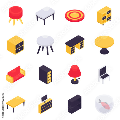 Set of Furniture Isometric Icons

