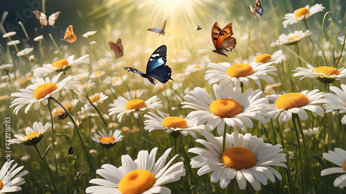 abstract nature spring Background. spring flower and butterfly, 